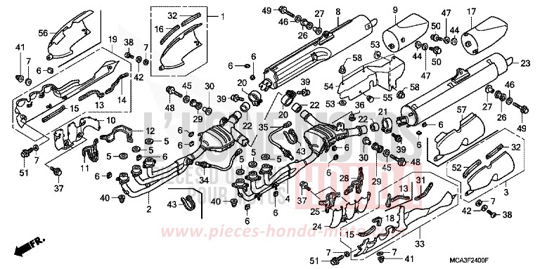 SILENCIEUX D'ECHAPPEMENT (A1-A5) (6-BR,ED/7/8-BR) de Gold Wing BILLET SILVER METALLIC (NHA27B) de 2005